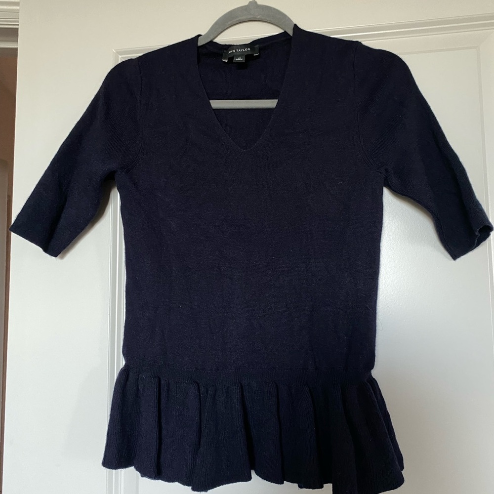 Ann Taylor Navy Knit Top